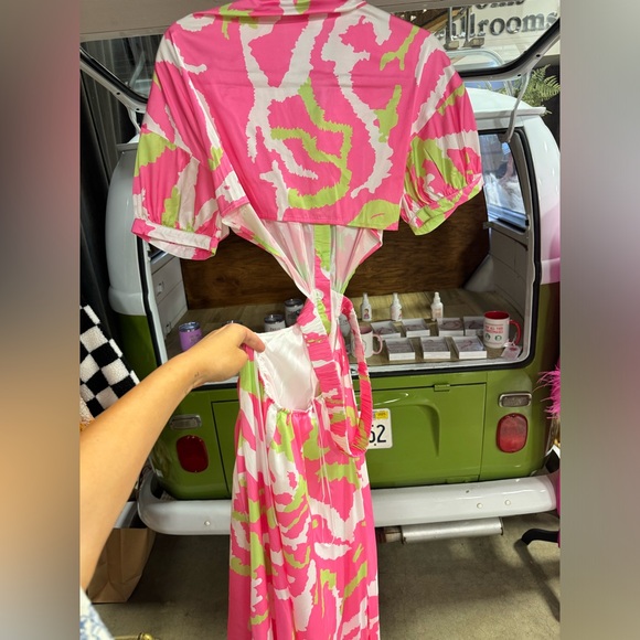Pink and Green animal print maxi dress - Picture 7 of 7